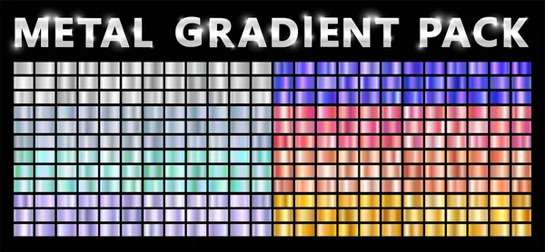 Gradiente de metal cromado realista paquete de textura grande — Vector de stock