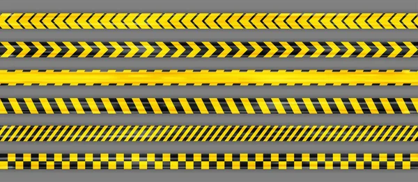 Lignes réalistes de bande d'avertissement sans couture jaune — Image vectorielle