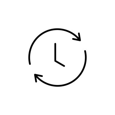 Saat Çizgisi Simgesi Beyaz Arkaplanda İzole Edildi