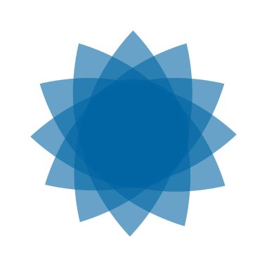 Açık mavi soyut geometrik çiçek logosu şablonu