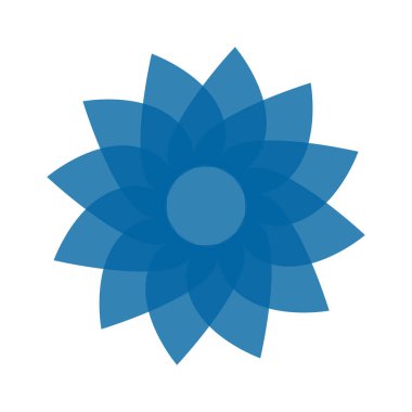 Açık mavi soyut geometrik çiçek logosu şablonu