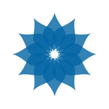 Açık mavi soyut geometrik çiçek logosu şablonu