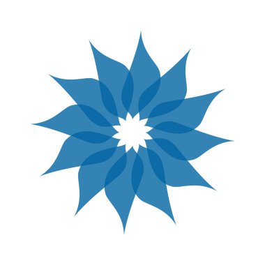Açık mavi soyut geometrik çiçek logosu şablonu