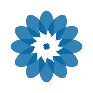 Açık mavi soyut geometrik çiçek logosu şablonu
