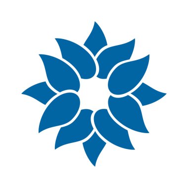 Açık mavi soyut geometrik çiçek logosu şablonu