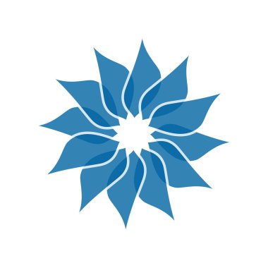 Açık mavi soyut geometrik çiçek logosu şablonu
