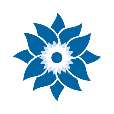 Açık mavi soyut geometrik çiçek logosu şablonu