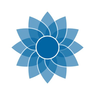 Açık mavi soyut geometrik çiçek logosu şablonu