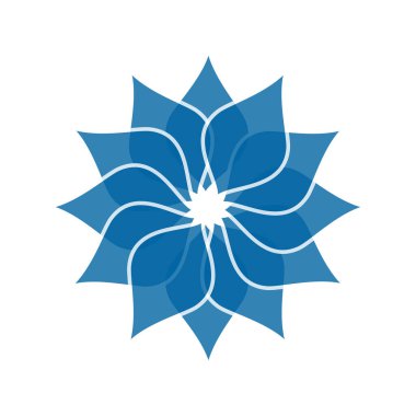 Açık mavi soyut geometrik çiçek logosu şablonu