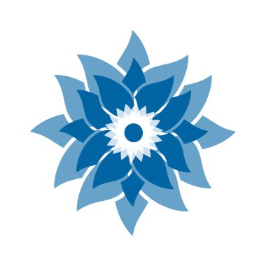 Açık mavi soyut geometrik çiçek logosu şablonu