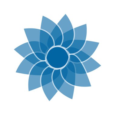 Açık mavi soyut geometrik çiçek logosu şablonu