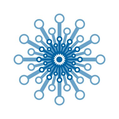 Açık mavi soyut geometrik çiçek logosu şablonu