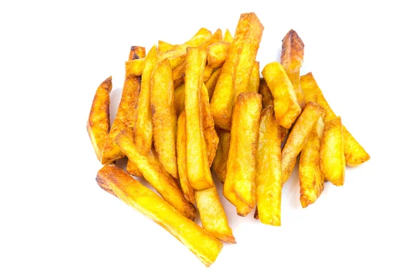 Zelfgemaakt fastfood gedeelte van Franse frietjes geïsoleerd op witte achtergrond. — Stockfoto
