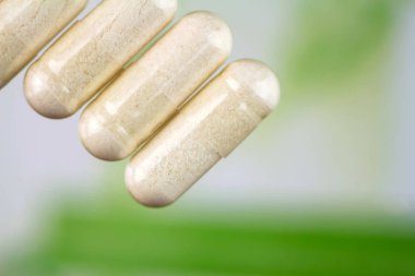 Glucosamine kapsül, gıda ek hapları, üstten görünüm, görüntüyü.