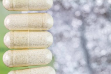 Glucosamine kapsül, gıda ek hapları, üstten görünüm, görüntüyü.