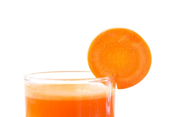 Frischer Karottensaft Glas Isoliert Auf Weißem Hintergrund — Stockfoto