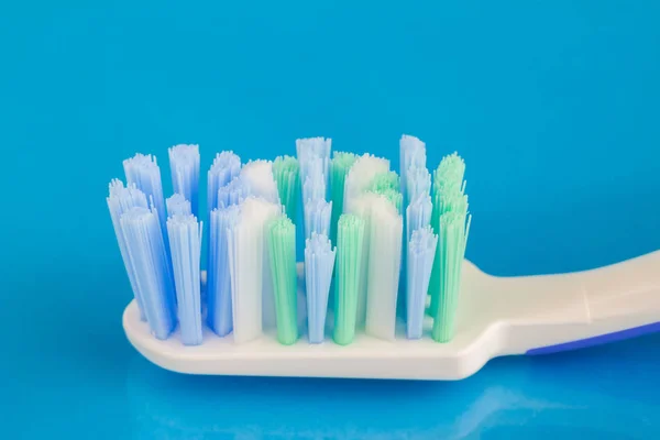 Toothbrush Head Blue Background Macro Image — Stock Photo, Image