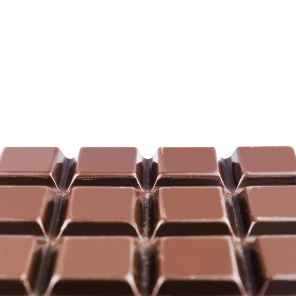 Bitter Mörk Choklad Bar Isolerad Vit Bakgrund Närbild Med Kopieringsutrymme — Stockfoto