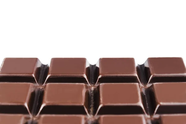 Bitter Mörk Choklad Bar Isolerad Vit Bakgrund Närbild Med Kopieringsutrymme — Stockfoto