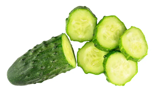 Cucumber Slices Isolated White Background Top View Close Stock Photo