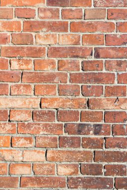 Eski turuncu tuğla duvar dokusu, yakın plan..
