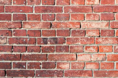 Eski turuncu tuğla duvar dokusu, yakın plan..