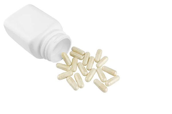 Capsules Glucosamine Chondroïtine Pilules Supplément Sain Récipient Blanc Isolé Sur — Photo