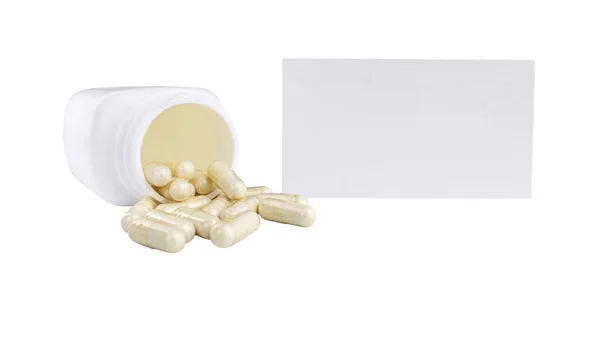 Kapslar Glukosamin Kondroitin Friska Tillägg Piller Vit Behållare Och Papperskort — Stockfoto