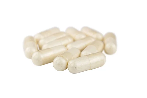 Capsules Van Glucosamine Chondroïtine Gezonde Supplement Pillen Geïsoleerd Witte Achtergrond — Stockfoto