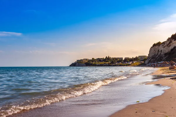 Costa Mar Negro Com Praia Areia Bulgária Suset Verão Conceito — Fotografia de Stock