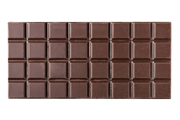 Barre Chocolat Noir Amère Isolée Sur Fond Blanc Vue Dessus — Photo