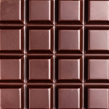 Karanlık, acı çikolata kare şeklinde, üstten görünüm.