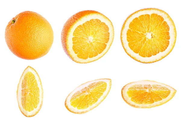 Segment Van Oranje Citrus Vruchten Geïsoleerd Een Witte Achtergrond Bovenaanzicht — Stockfoto