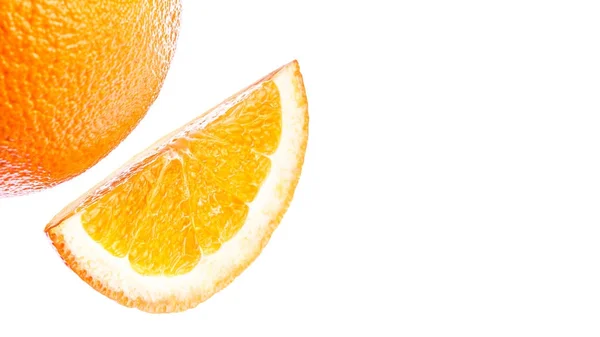 Кусочек Апельсина Цитрусовые Фрукты Изолированные Белом Фоне — стоковое фото