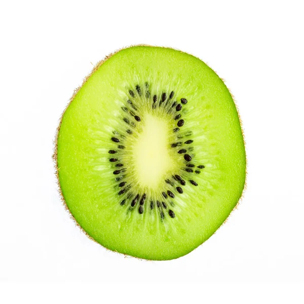 Rebanada Ovalada Verde Kiwi Aislado Sobre Fondo Blanco Vista Superior — Foto de Stock
