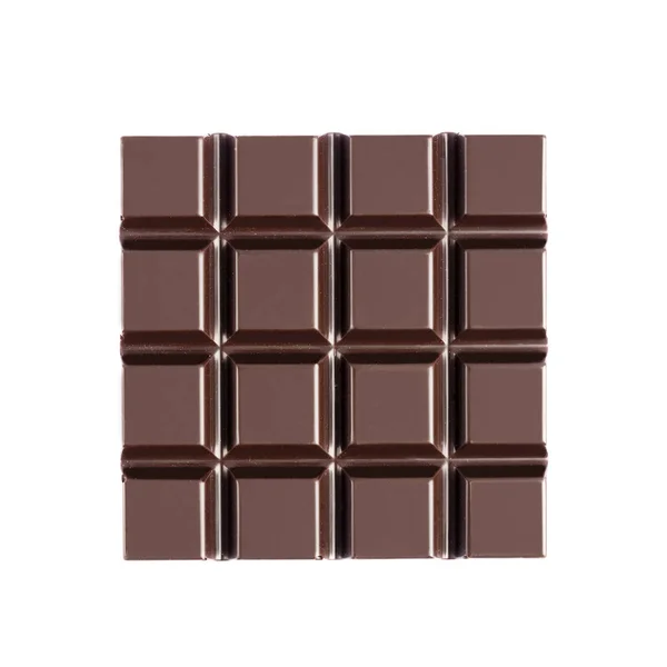 Forma Cuadrada Amarga Barra Chocolate Negro Aislada Sobre Fondo Blanco — Foto de Stock