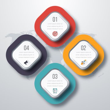 Dört kare infographics vektör çizim