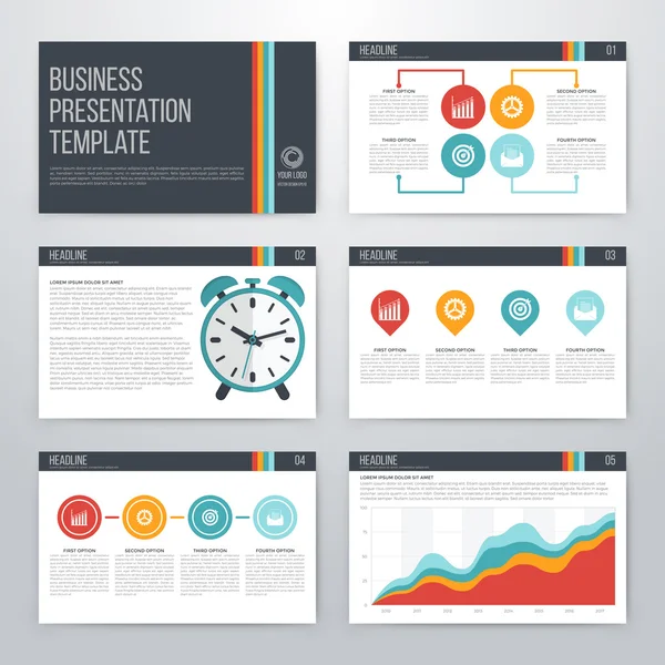 Infografik Präsentation Vorlage flaches Design — Stockvektor