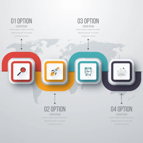 Ilustración vectorial de cuatro infografías cuadradas — Archivo Imágenes Vectoriales