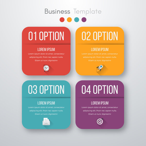Vector illustration of four square infographics