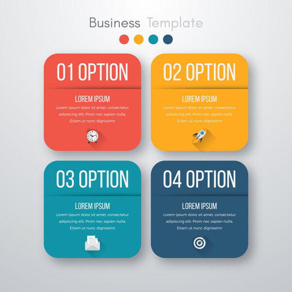 Vector illustration of four square infographics