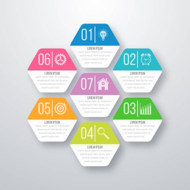 Vektör çizim infographics yedi seçenekleri