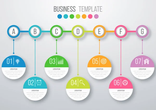 Infográficos de ilustração vetorial sete opções — Vetor de Stock