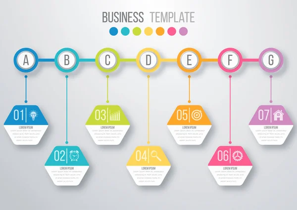 Infográficos de ilustração vetorial sete opções — Vetor de Stock