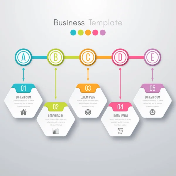 Illustration vectorielle infographie cinq options — Image vectorielle