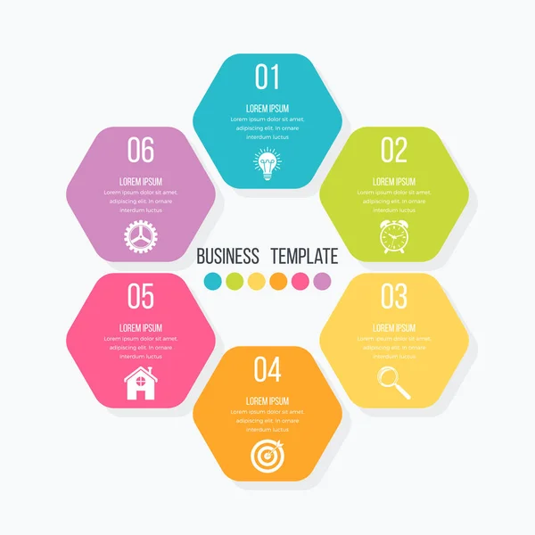 Vektor Illustration Infografik sechs Optionen — Stockvektor