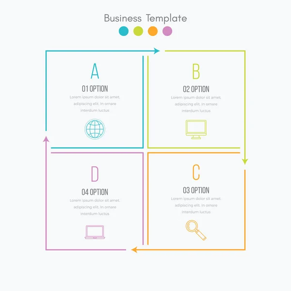 Infográficos de ilustração vetorial quatro opções — Vetor de Stock