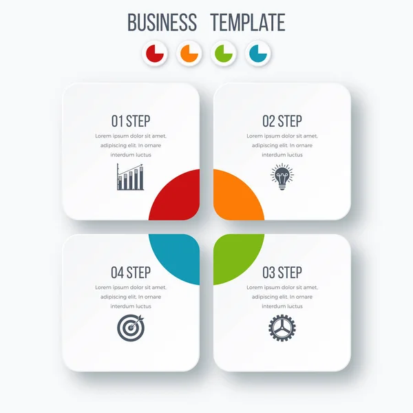 Modèle d'infographie quatre options avec carré — Image vectorielle