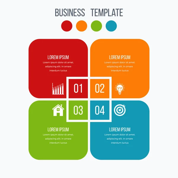 Modello infografico quattro opzioni con quadrato — Vettoriale Stock