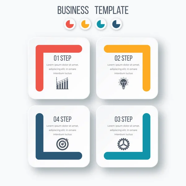 Infographics sjabloon vier opties met vierkant — Stockvector